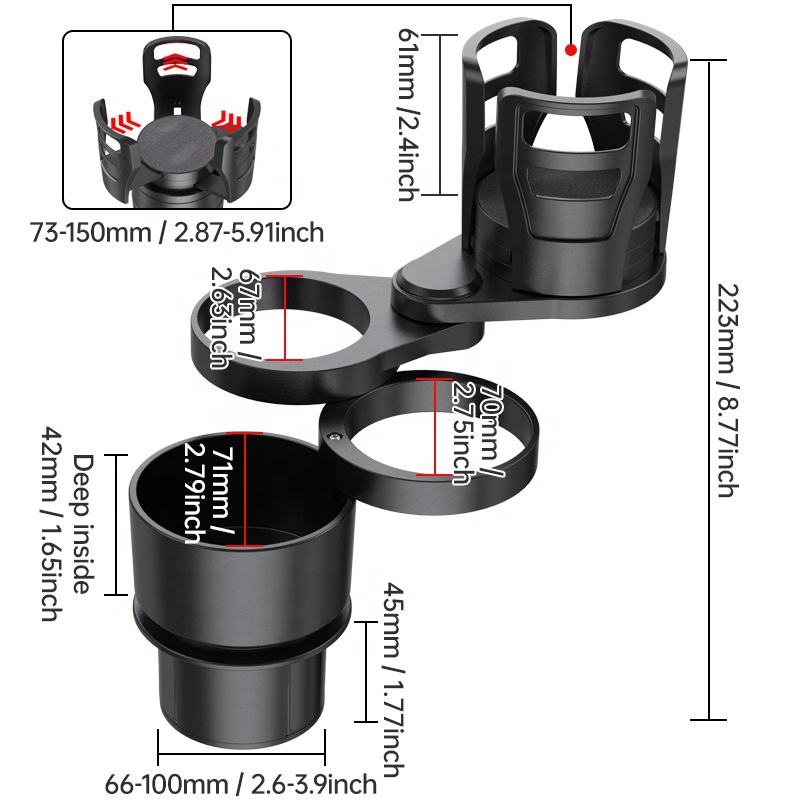 Wholesale Cup Holder Expander for Car - Adjustable B<i></i>ase, 2-in-1 Multifunctio<i></i>nal Expandable Automotiv